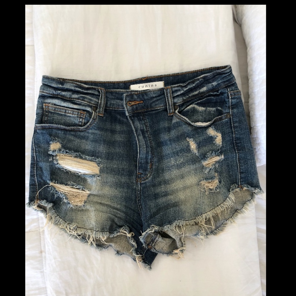 High Rise Ripped Jean Shorts